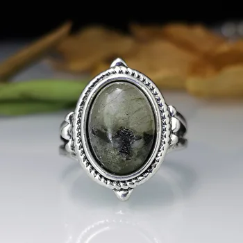 фабрика цена антични сребърни покритие ръчно изработени класически бохемски бижута реколта жени Бохемия черен скъпоценен камък пръстен