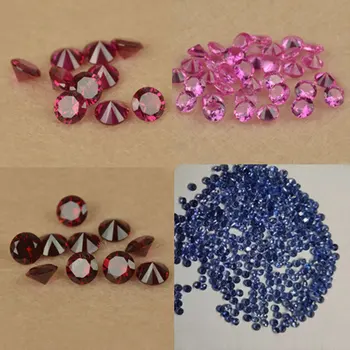 Продажба Смесени цветове Червено синьо Лилаво Бял корунд камък Mohs твърдост 9 0.8 ~ 4mm малка кръгла форма корунд хлабав скъпоценни камъни восък настройка