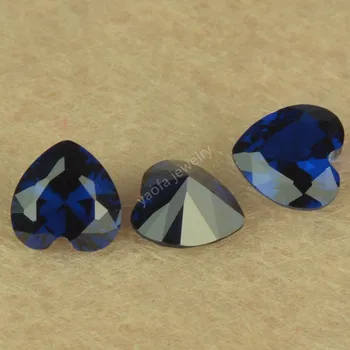 Търговия на едро 5A 2x2~12x12mm Дълбоко черно синьо 114# Нано скъпоценни камъни сърце нарязани синтетичен пръстен лицето камък за восък настройка DIY бижута
