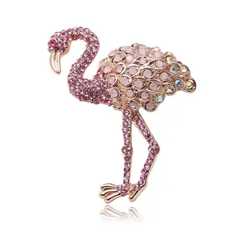 Кристално фламинго ретро брошка за жени Елегантен щифт облекло аксесоари