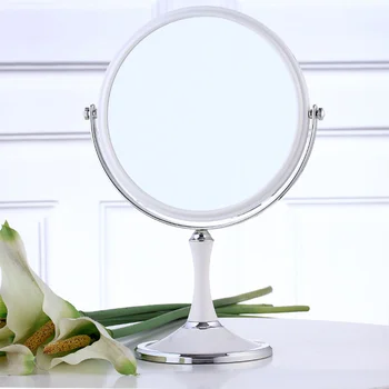 8-инчов голям европейски моден дресинг грим увеличаване двустранен таблица огледало елипсовидна огледало (бяло)