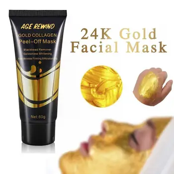 60g 24K златен колаген маска за лице за грижа за кожата стягане против избелване на бръчки ексфолиране на носа черни точки откъсване маска E0L7