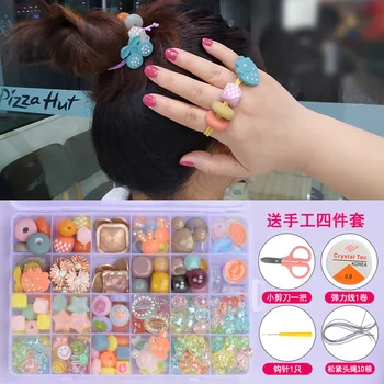 Търговия на едро с детски занаяти мъниста ръчно изработени diy вземане момиче мъниста гривна корейски експлозия стил момичета коса въже
