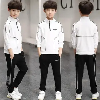 Тийнейджърски анцузи Комплект дрехи за големи момчета Южнокорейска мода Детски дрехи 4 5 6 7 8 9 10 11 12 години Момчета Спортен костюм Есен