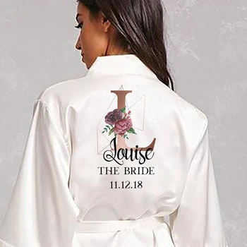 Персонализирано потребителско име Сатенена роба Пижами Сватба шаферка подаръци булчински парти халати Сватба сатен халат