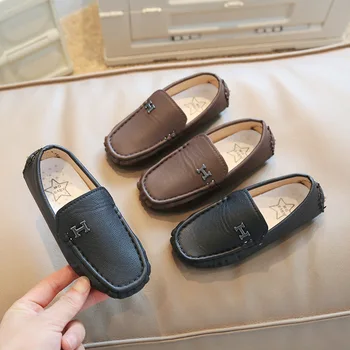 размер 21-35 Детски обувки Мокасини за момчета 2023 Детски обувки за момичета Мокасини Малко дете Момче Плоски кожени обувки Черен, кафяв